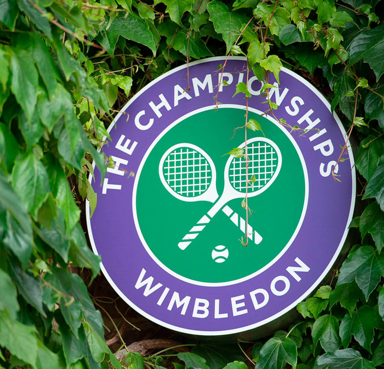 Wimbledon sign in some leaves