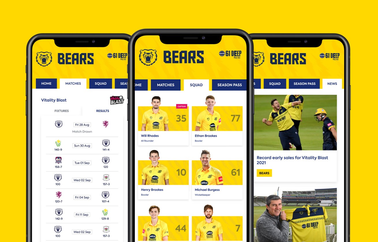 Birmingham Bears mobile website design by Class