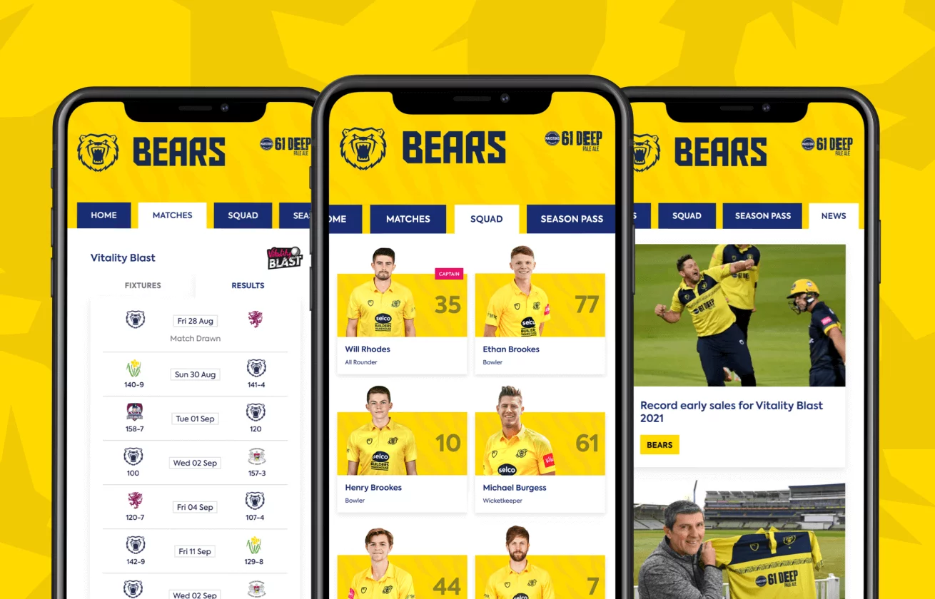 Birmingham Bears mobile website design by Class
