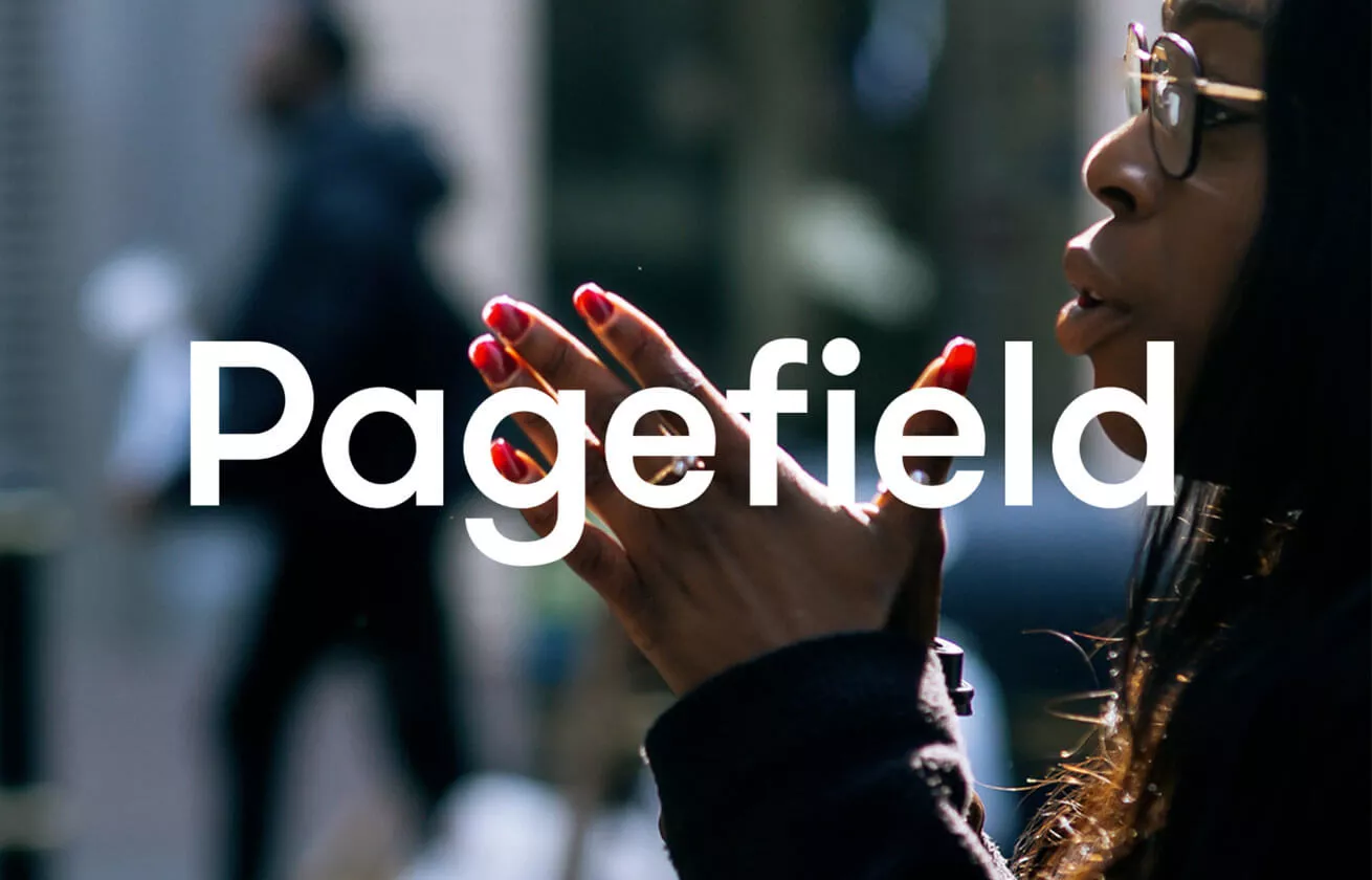 Lady with hands together with the pagefield logo infront